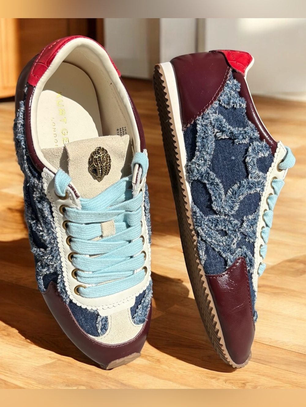 Kurt Geiger Islington Size 8.5 Leather Denim Sneaker